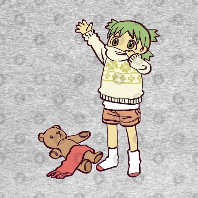 sweater weather yotsuba with scarf and teddy bear by mudwizard